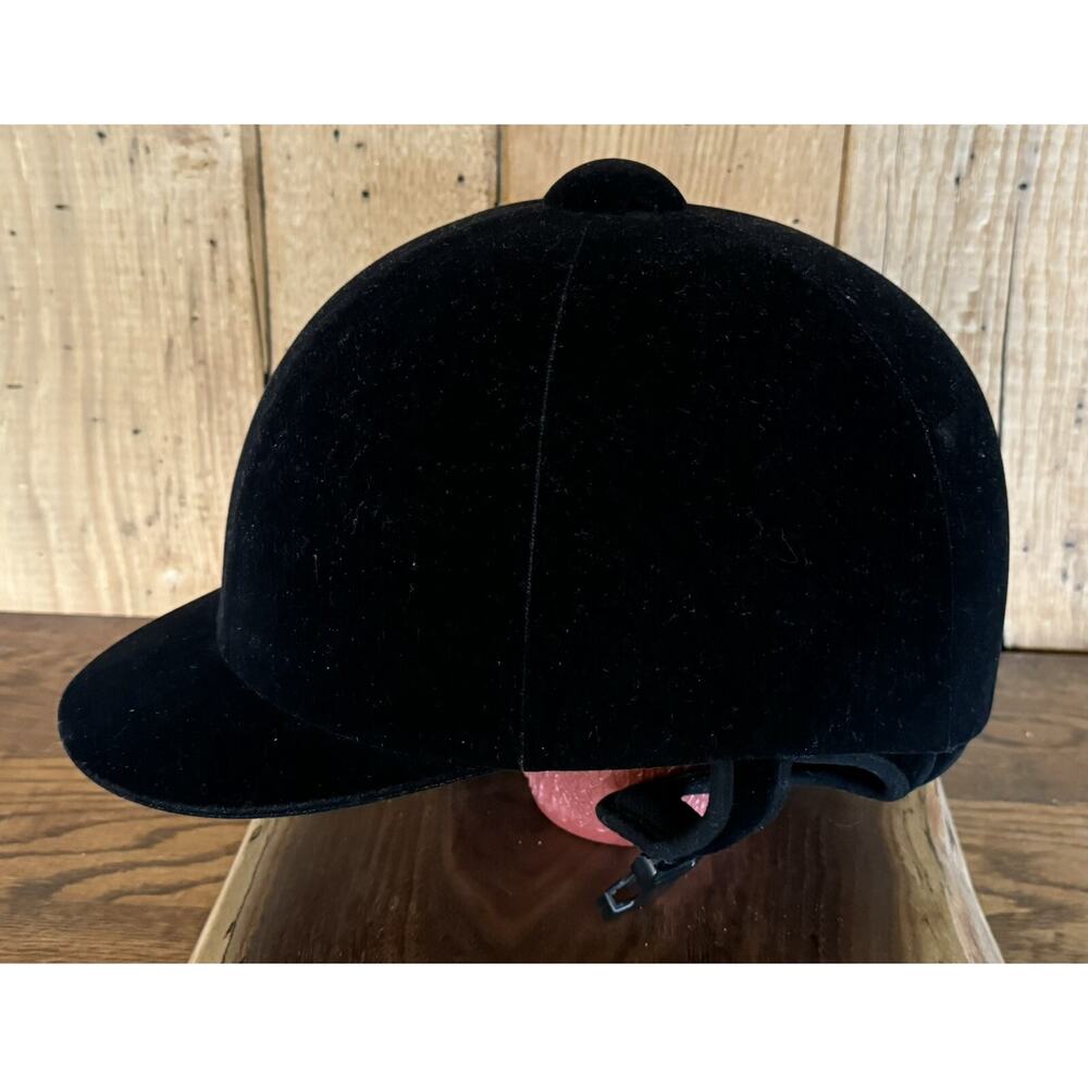 International Horse Riding Helmet Black Velvet SEI Pre-Owned Size 7 - Picture 4 of 16